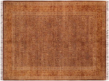 handmade Traditional Guhm Brown Gold Hand Knotted RECTANGLE 100% WOOL area rug 6x10